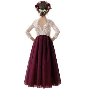 2Bunnies Rose Lace Tulle Long Sleeve Maxi Flower Girl Dress - 1 of 4