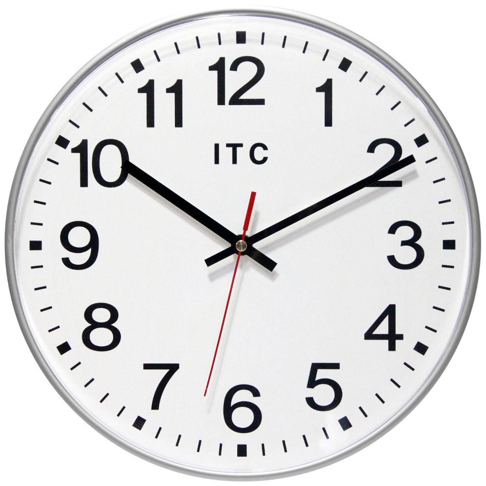 Photos - Wall Clock 12" Prosaic Business Clock Silver - Infinity Instruments: Modern Round Off