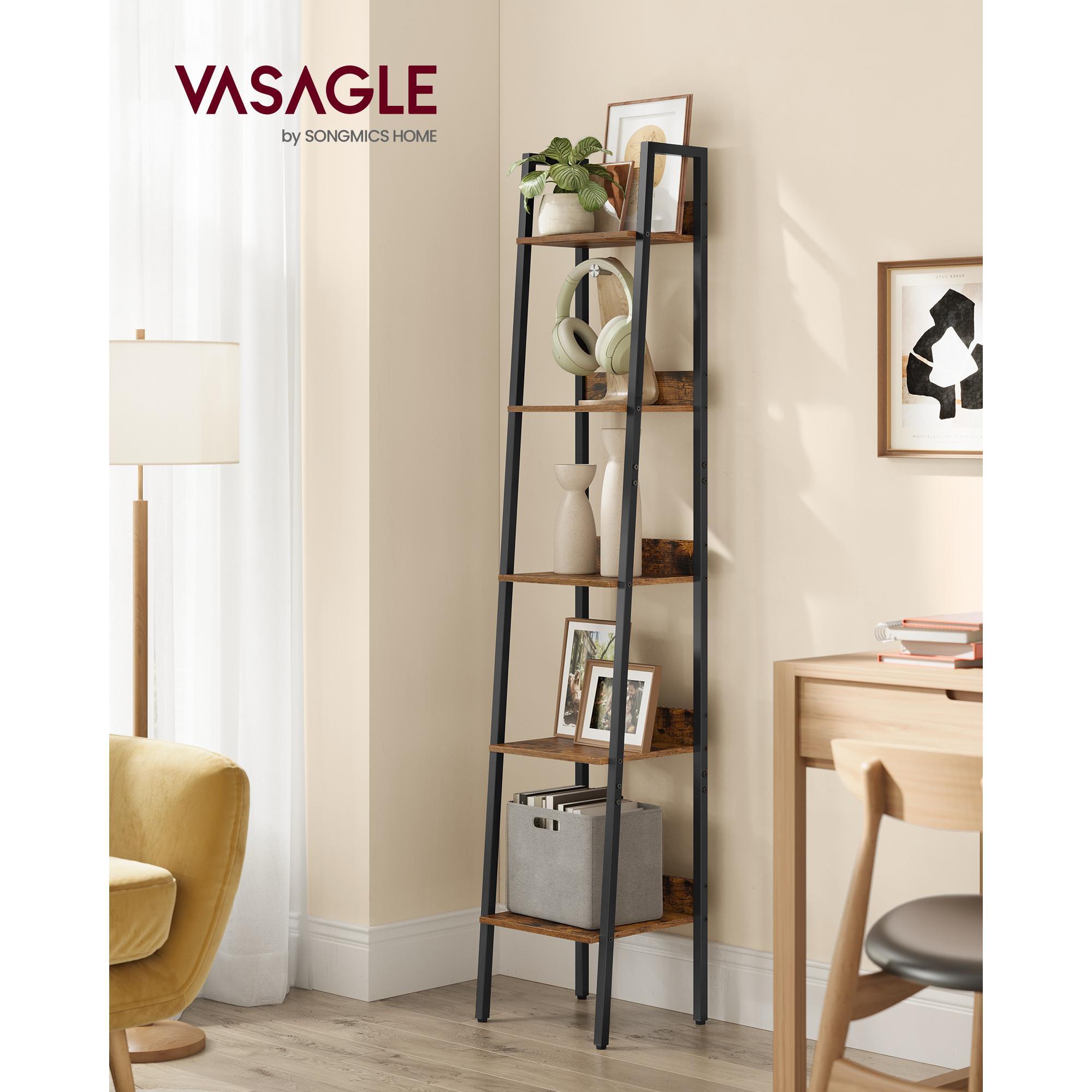 5-Tier Narrow Bookshelf, Ladder Shelf for Home Office, Living Room, Bedroom, Kitchen