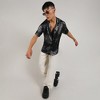 Campus Sutra Men Men's Midnight Black & Chalice Silver Metallic Ombre Shirt - 3 of 3