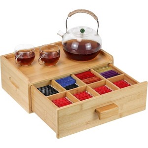 8-Drawer Bamboo Tea Bag Organizer | Compact Countertop Storage Box for a Tidy Tea Station, Eco-Friendly - 1 of 4