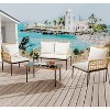 4-Pieces Outdoor Patio Conversation Set, Wicker Furniture Set with Coffee Table & Cushions, Outdoor Sectional Sofa for Balcony, Backyard, Deck - 4 of 4
