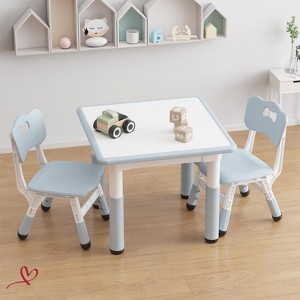 Kids Table and 2 Chairs Set w/Graffiti Desktop Height Adjustable Toddler Table and Chairs Set for Reading Drawing, Playing, Eating - 1 of 4