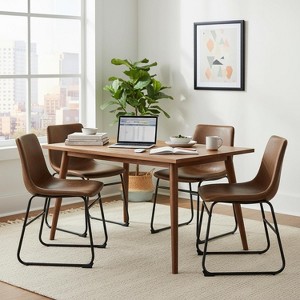 Homy Casa Set of 4 Suede Dining Chairs with Metal Frame, Industrial Modern Style, Brown - 1 of 4
