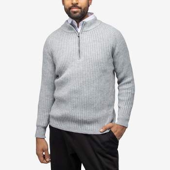 X RAY Men's Ribbed Mock Neck Quarter-Zip Sweater