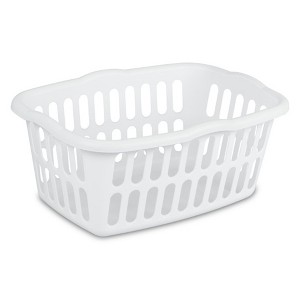 Sterilite 1.5 Bushel Rectangular Laundry Basket, Plastic, Classic Design for Carrying Clothes to and from the Laundry Room, White - 1 of 4