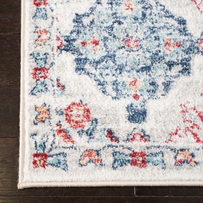 Blue Rectangular 3' x 5' Stain-Resistant Synthetic Area Rug