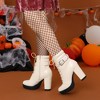 Allegra K Women's Platform Solid Buckle Lace Up Block Heel Ankle Boot - 2 of 4