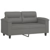 vidaXL Dark Gray 2-Seater Sofa with Pillows - Microfiber Fabric Lounge Sofa for Living Room, Office, Inside Comfort - Metal Frame - 3 of 4