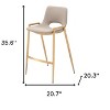 HomeRoots Set of Two 26" Beige And Gold Faux Leather And Steel Low Back Counter Height Bar Chairs - 3 of 4