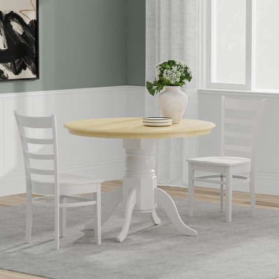 Glenwillow Home 42" Round Pedestal Dining Table + Slat Back Dining Chairs Dining Set