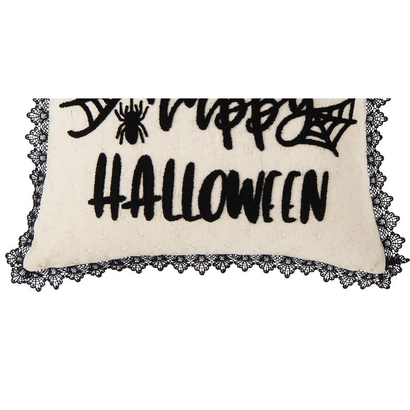 C&F Home 18" x 18" Happy Halloween Embroidered Bats and Spiderweb Throw Pillow, 3 of 6