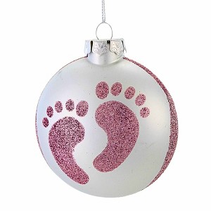 Craftoutlet.Com 3.5 Inch Baby Girl's Glittered Feet Ornament Christmas Tree Ornament , Baby Girl Feet (1PC) - 1 of 4