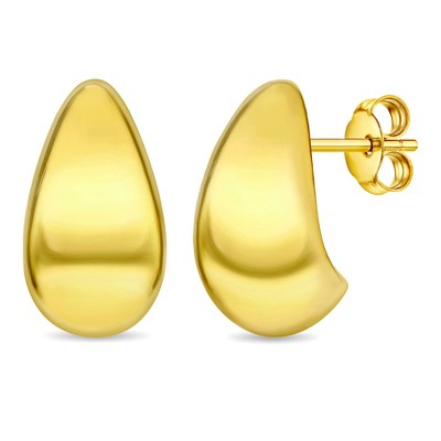 Chunky Bold Teardrop Standard Back Gold Plated Sterling Silver Earrings - In Season Jewelry