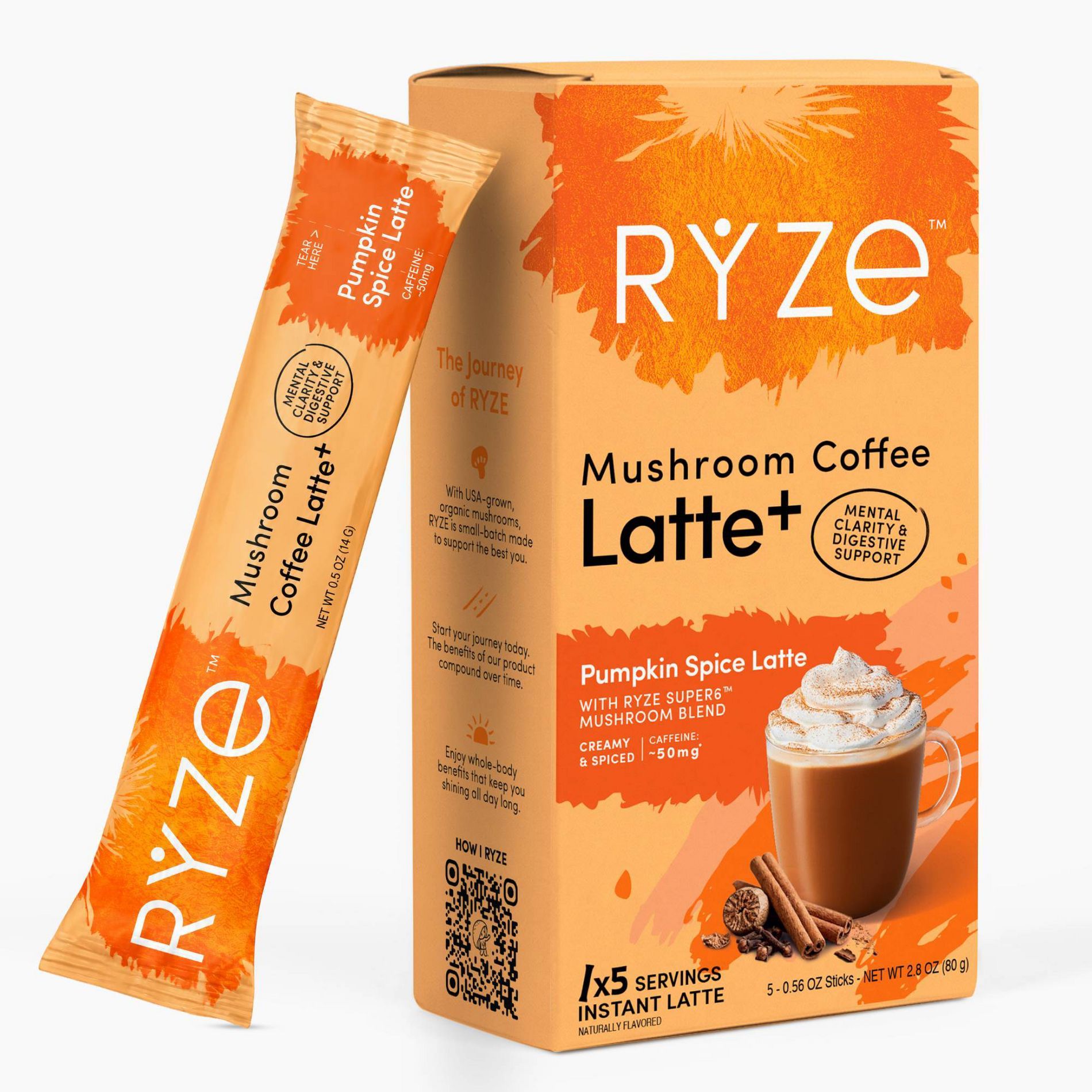 RYZE Mushroom Coffee Latte Pumpkin Spice - 2.8 oz