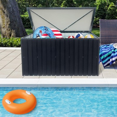 164 Gallon Outdoor Deck Box,Waterproof Lockable Metal Storage Container for Patio Cushions Gardening Tools and Pool Toys