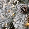 Home Heritage 9 Foot Snowdrift Snow Flocked Quick Set Pine Prelit Artificial Christmas Tree w/ Clear White Lights, Pinecones, Berries, and Metal Stand - image 3 of 4