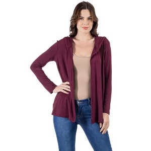 Womens Open Front Lightweight Hooded Cardigan - 24seven Comfort Apparel™ - 1 of 4
