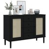 vidaXL Sideboard SENJA Rattan Look Black 44.1 in.x15.7 in.x31.5 in. Solid Wood Pine - image 3 of 4