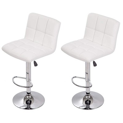 FDW Bar Stool Height Adjustable Swivel Stool with Back PU Leather Kitchen Counter Stools Set of 2 Dining Chairs