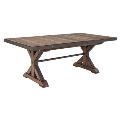 Intercon Taos Trestlebase Extendable Dining Table Brown: Hardwood, Seats Up to 8, Self-Storing Leaf