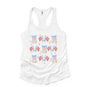 Simply Sage Market Women's Coquette Patriotic Cowgirl Boots Chart Graphic Racerback Tank