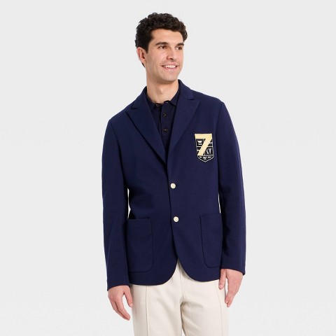 Мужские пиджаки Houston White Men's Crested Knit Blazer - Navy Blue S