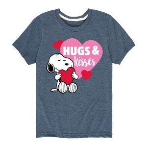 Boys' - Peanuts - Snoopy Hugs And Kisses Short Sleeve Graphic T-Shirt - 1 of 4
