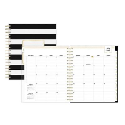 Day Designer 2024-25 Daily/Monthly Planner 10&#34;x8&#34; Wirebound Frosted Rugby Stripe Black_10