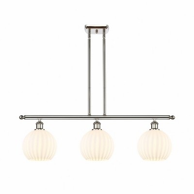 White Venetian - 3 Light Stem Hung Island In Modern Style-11 Inches Tall and 36 Inches Wide
