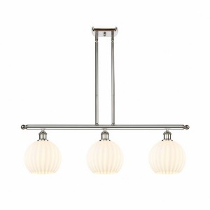 White Venetian - 3 Light Stem Hung Island In Modern Style-11 Inches Tall and 36 Inches Wide - 1 of 1