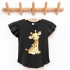 The Juniper Shop Watercolor Giraffe Flutter Sleeve Tee - 5/6T - Black - 3 of 4
