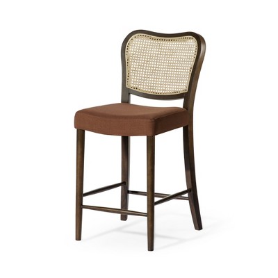 Maven Lane Vera High Back Fabric Counter Height Chair, Aged Brown/Clay
