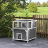 PawHut Outdoor Cat House with Balcony, Feral Cat Shelter with Weatherproof Openable Top, Escape Door, Removable Panel & Floor, for Backyard, Outside - 2 of 4