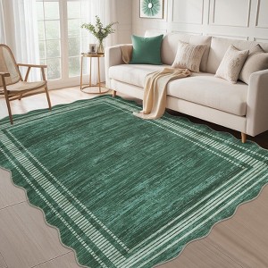 TackView Modern Bordered Runner Rug, Washable Irregular Area Rugs, Non-Slip  Carpet for Bedroom Dining Room Home Office - 1 of 4