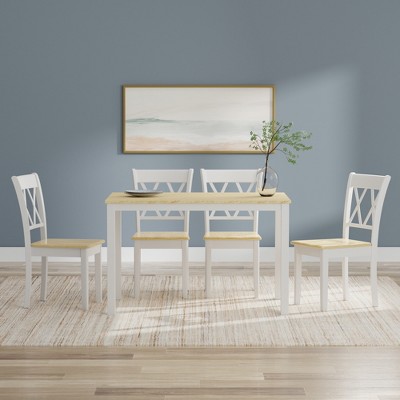 Glenwillow Home 48" Wood Dining Table + Double X-Back Dining Chairs Dining Set (3-Piece or 5-Piece Set)