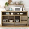 60" 3-Door Sideboard with 3 Drawers, Ash Veneer MDF, Semi-Open Shelf, Center Cutout, Large Storage Cabinet for Living Room - 3 of 4