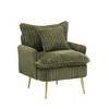 30.3" Corduroy Single Chair with Solid Wood Frame and Gold Metal Legs - 3 of 4