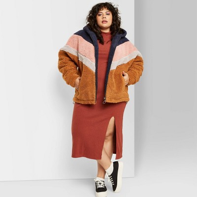 plus size sherpa zip up