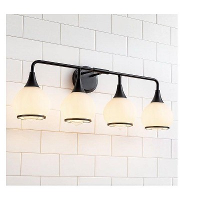KAISITE 2 - Light Black and Gold Dimmable Bathroom Vanity Light with Globe Glass Shade