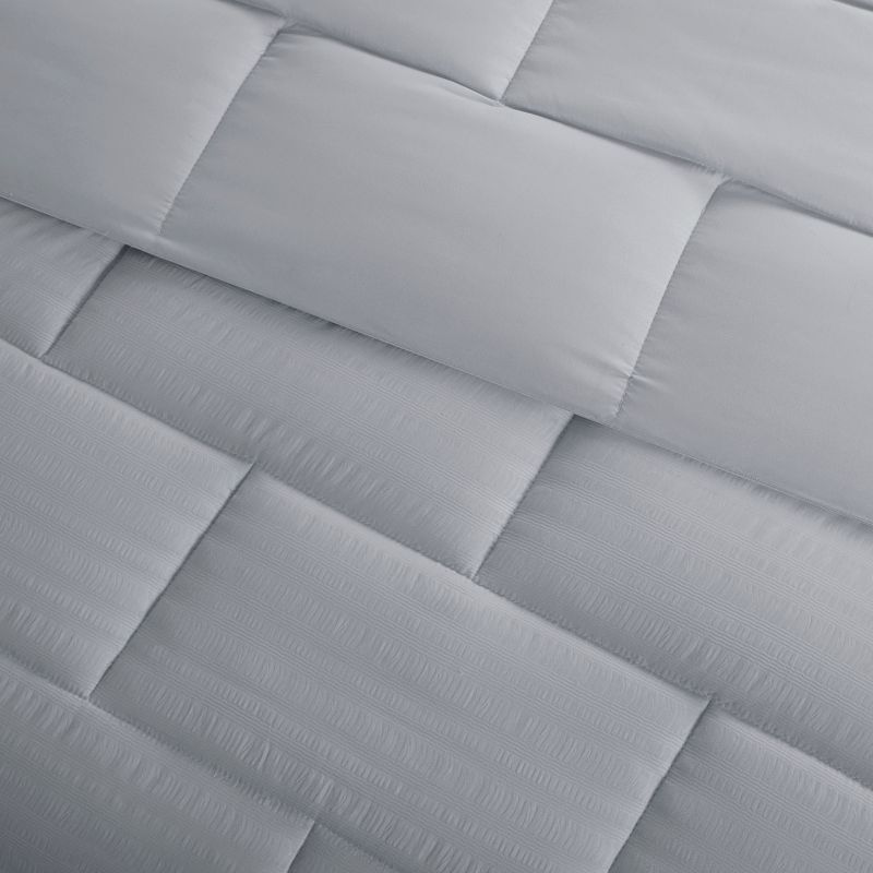 IntelligentDesign Ava Seersucker Down Alternative Comforter Set: Microfiber, Reversible, OEKO-TEX Certified, 3pc - Gray, 5 of 8