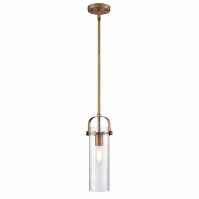 Pilaster II Cylinder - 1 Light Stem Hung Pendant In Industrial Style-14.5 Inches Tall and 5 Inches Wide