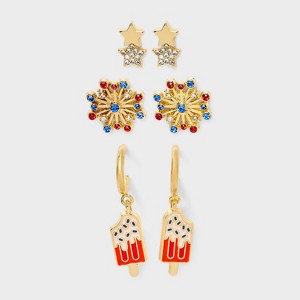 SUGARFIX by BaubleBar Americana Glow Statement Earrings - White/Red/Gold - 1 of 3