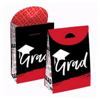 Big Dot of Happiness Red Grad - Best is Yet to Come - Red Graduation Gift Favor Bags - Party Goodie Boxes - Set of 12