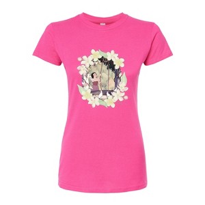 Women's - Disney - Peek Through The Flowers Fitted Graphic T-Shirt - 1 of 3
