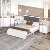 NicBex Queen Modern Upholstered Bed Frame with Velvet Headboard,Platform Bed Frame with LED Light,Solid Wood Slats Support,Easy Assembly,White/Gray - 3 of 4