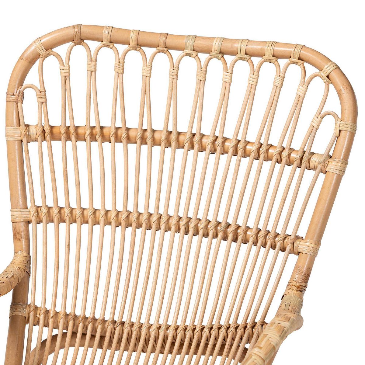 bali & pari Mahin Natural Rattan Rocking Chair Accent Rocker with Curved Armrests Brown - thumbnail 5
