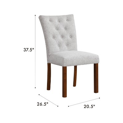 Neutral Textured Upholstered Parsons Dining Chairs with Wood Legs, Set of 2