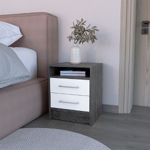 CAVINAS 2 Drawers Nightstand,End Tables with Metal Handle and 1 Open Shelf,Modern Bedside Table for Bedroom - 1 of 4