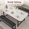 Extendable Dining Table Set for 4–6 with 2 Upholstered Benches, Space-Saving Rectangle Kitchen Table with Metal Frame - 4 of 4